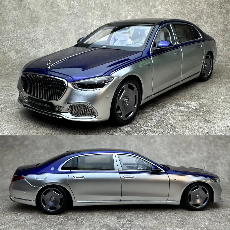 Almost Real AR 1/18 for Maybach S-Class S680 2021 car model Limited personal collection company gift display Birthday present Blue Silver - IHavePaws