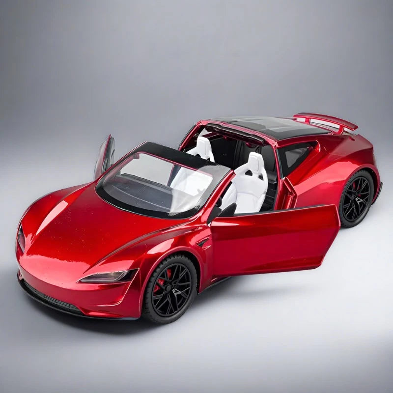 1:24 Tesla Roadster Convertible Alloy Sports Car Model Diecast Metal Toy Vehicle Car Model Simulation Sound and Light Kids Gift Roadster Red - IHavePaws