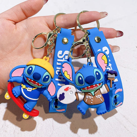 Anime Funny Stitch Keychain Cute Keychain PVC Pendant Men's and Women's Backpack Car Keychain Jewelry Accessories - ihavepaws.com