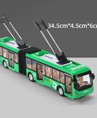 Electric Tourist Toy Traffic Trackless Bus Alloy Passenger Car Model Metal Double Section City Bus Model Sound Light Kids Gifts Green - IHavePaws