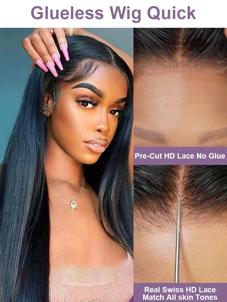 Glueless Wig Human Hair Bone Straight 6x4 5x5 Ready To Wear Lace Closure Wig Human Hair Brazilian Remy Hair No Glue Wig