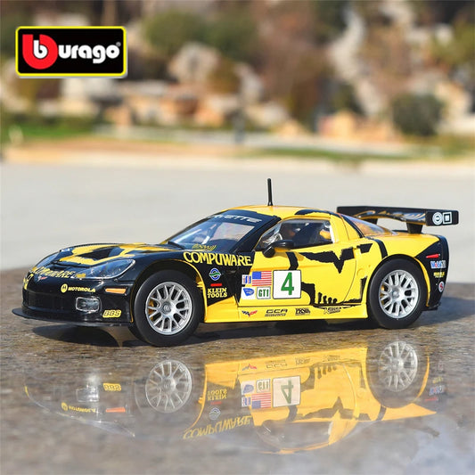 Bburago 1:24 Chevrolet Corvette C6R Alloy Sports Car Model Diecasts Metal Toy Racing Car Model Simulation Collection Kids Gifts