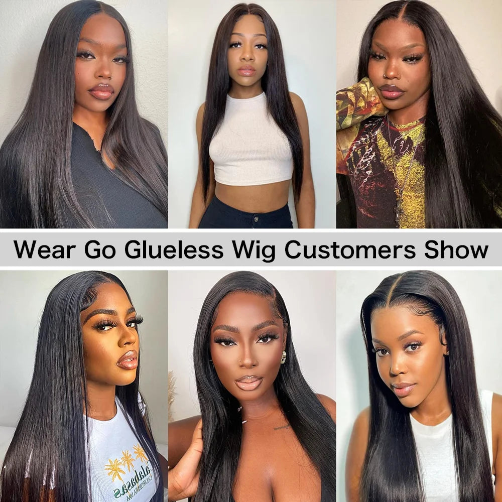 Wear Go Glueless Wig 30 36 Inch Bone Straight 13x4 HD Lace Frontal Wig Human Hair Pre plucked 6x4 Transparent HD Lace Front Wig