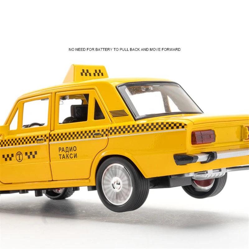 1/18 LADA NIVA Alloy TAXI Car Model Diecast Metal Toy Classic Vehicles Car Model Simulation Sound and Light Collection Kids Gift