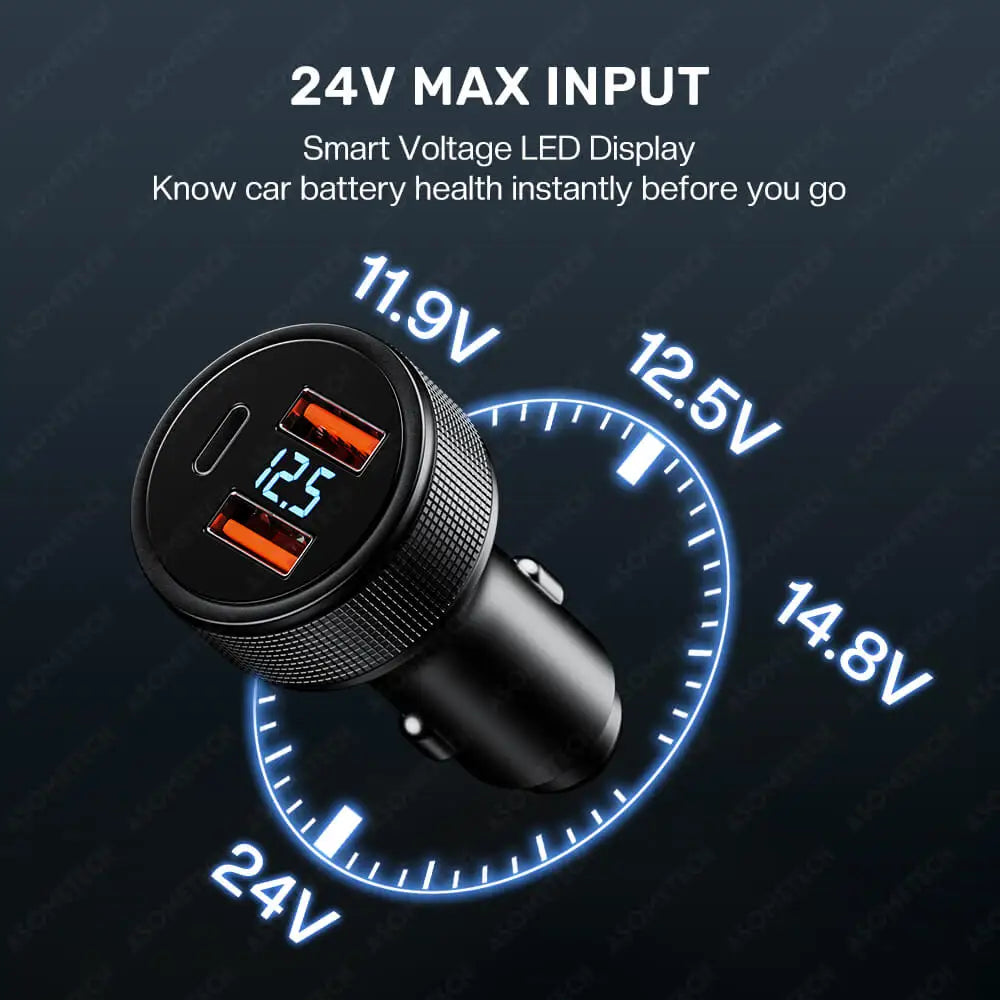 72W USB Car Charger QC 3.0 PD 3.0 SCP USB LED Display Phone Car Quick Charge for IPhone 13 14 Pro Max Samsung Xiaomi Huawei IPad