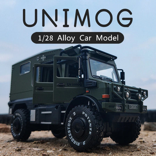 1/28 UNIMOG U4000 Alloy Motorhome Touring Car Model Diecasts Cross-country Off-road Vehicles Model Simulation Childrens Toy Gift - IHavePaws