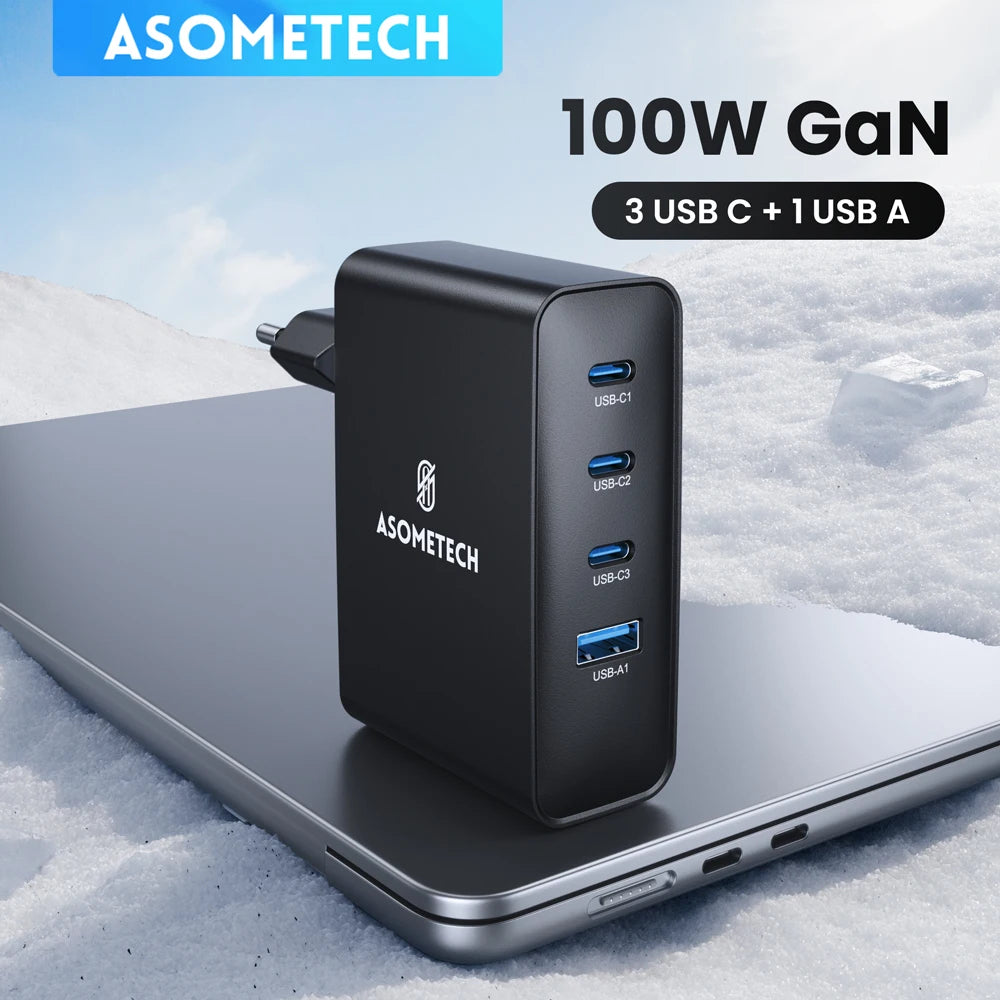 100W GaN USB Type C Fast Charger 4 IN 1 PD QC Quick Charge 4.0 3.0 USB Charger for IPhone 15 14 13 Pro Max Samsung S23 Tablet