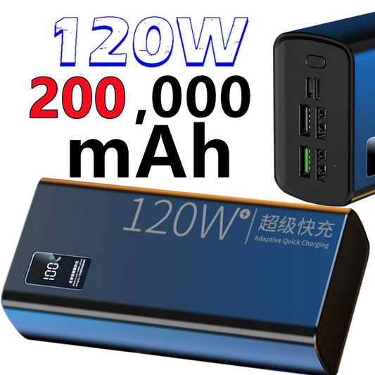 120W Power Bank For Xiaomi Super Fast Charging 200,000mAh Ultralarge Capacity For External Battery For Cell Phones, Laptops - IHavePaws