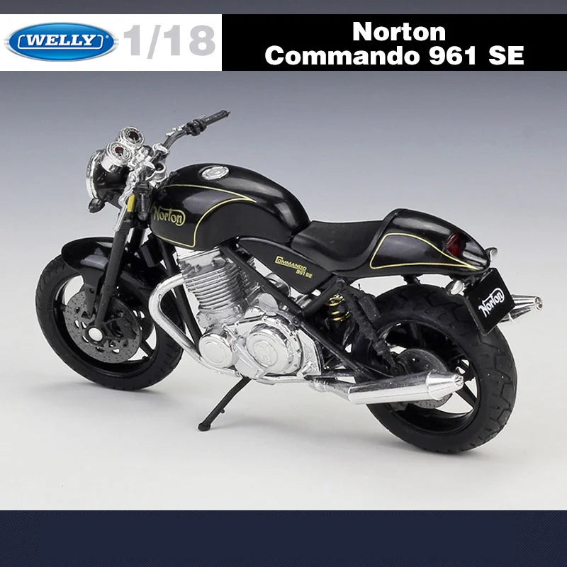 WELLY 1:18 Norton Commando 961 SE Alloy Motorcycle Model Metal Street Racing Motorcycle Model Simulation Collection Kids Toy Gif