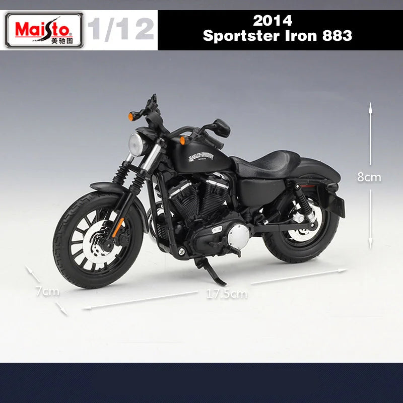 Maisto 1:12 Harley 2014 Sportster Iron 883 Alloy Motorcycle Model Simulation - IHavePaws