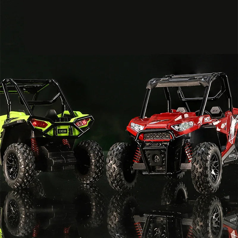 1:24 Alloy ATV Sports Motorcycle Model Diecasts Metal Beach All-Terrain Off-Road Motorcycle Model Sound and Light Kids Toys Gift