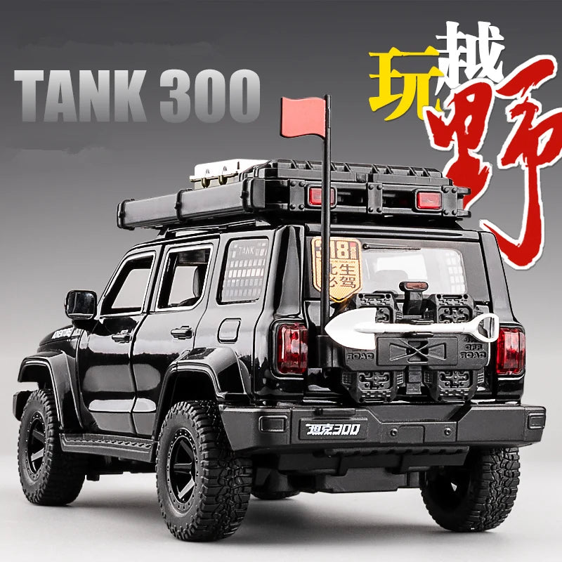 Off-Road Modified Version 1:24 Tank 300 SUV Alloy Car Model Diecasts Metal Off-road Vehicles Car Model Sound Light Kids Toy Gift