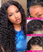 Deep Wave 13x6/13x4 HD Transparent Lace Front Human Hair Wigs  Brazilian Curly Human Hair Wig  4*4 HD Lace Closure Wigs