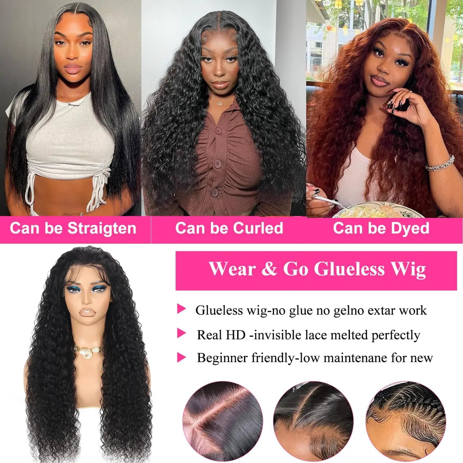 Wear And Go Glueless Wigs Human Hair Pre Plucked Pre Cut For Beginners Deep Wave Lace Front Wigs 13x4 HD Lace Frontal Wigs