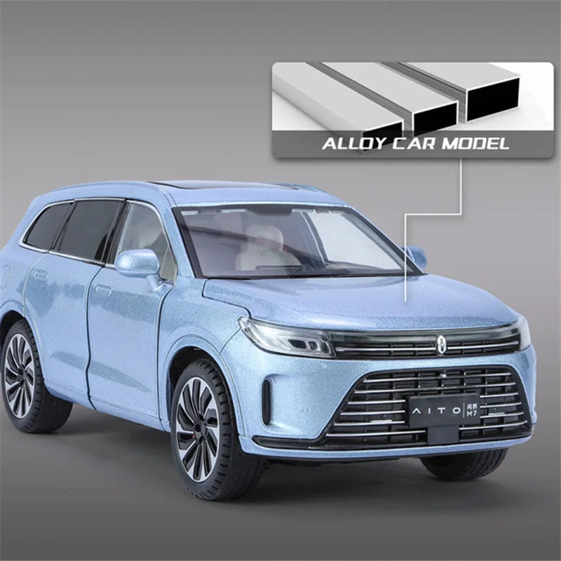 1:24 AITO M7 SUV Alloy New Energy Car Model Diecasts Metal Toy Charging Vehicles Car Model Sound and Light Simulation Kids Gifts