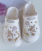 Shoe Charms for Crocs DIY Lovely Purple Bear With Gold Rim Decoration Buckle for Croc Shoe Charm Accessories Party Girls Gift - IHavePaws