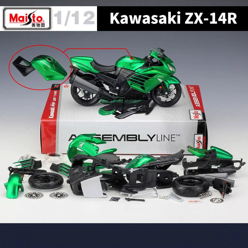Assembly Version Maisto 1:12 Kawasaki ZX-14R Alloy Racing Motorcycle Model Diecast Street Motorcycle Model Simulation - IHavePaws