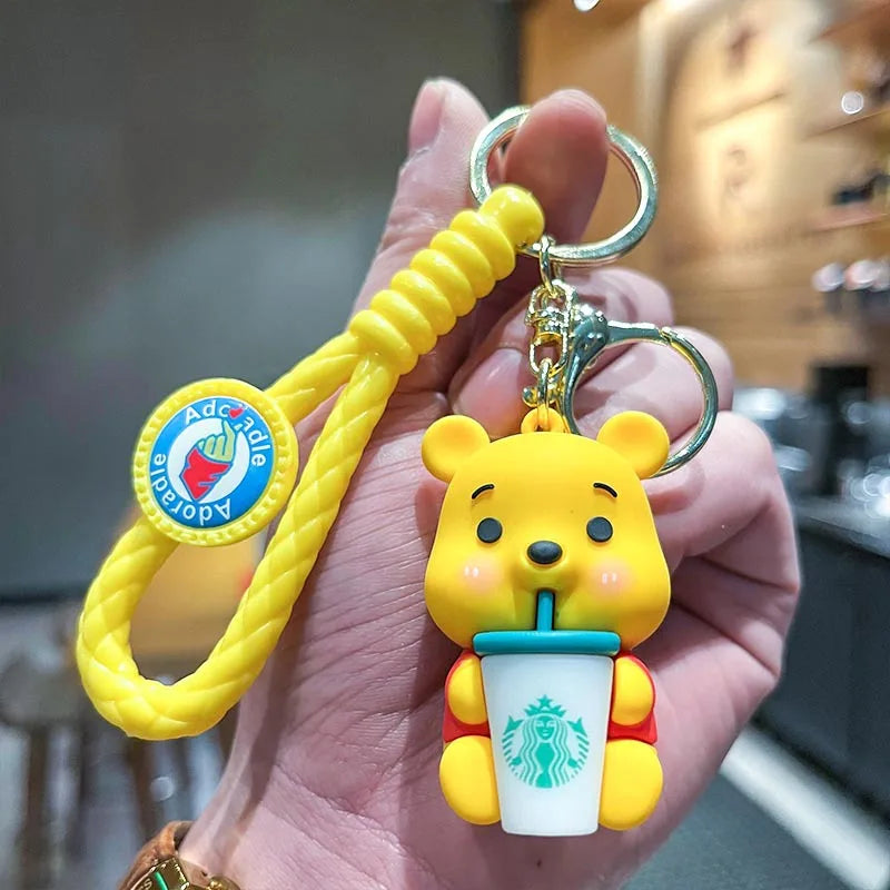Creative and Cute Pooh Bear Keychain Cartoon Anime Disney Doll Pendant Men's and Women's Car Key chain Ring Children's Toys Gift 01 - ihavepaws.com