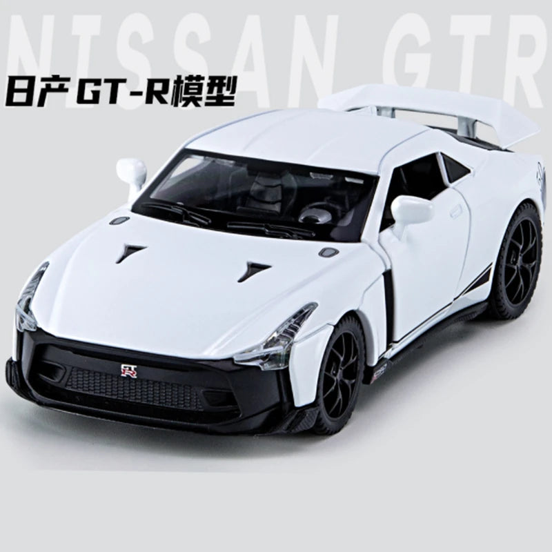 1:32 GTR GTR50 Alloy Sports Car Model Diecasts Metal Toy Racing Car Model Simulation Sound and Light Collection Childrens Gifts White - IHavePaws