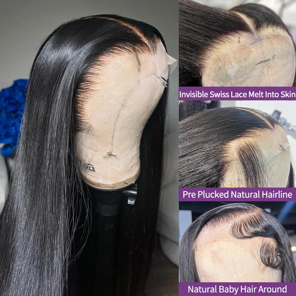 180 Density 13x4 Transparent Lace Front Wig Human Hair 13x6 Straight Lace Frontal Wigs Brazilian Human Hair Remy Human Wig