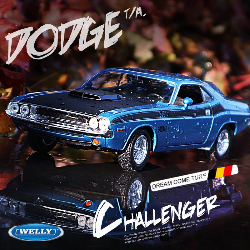 WELLY 1:24 1970 DODGE Challenger T/A Alloy Sports Car Model Diecast Metal Muscle Car Vehicles Model Simulation Children Toy Gift