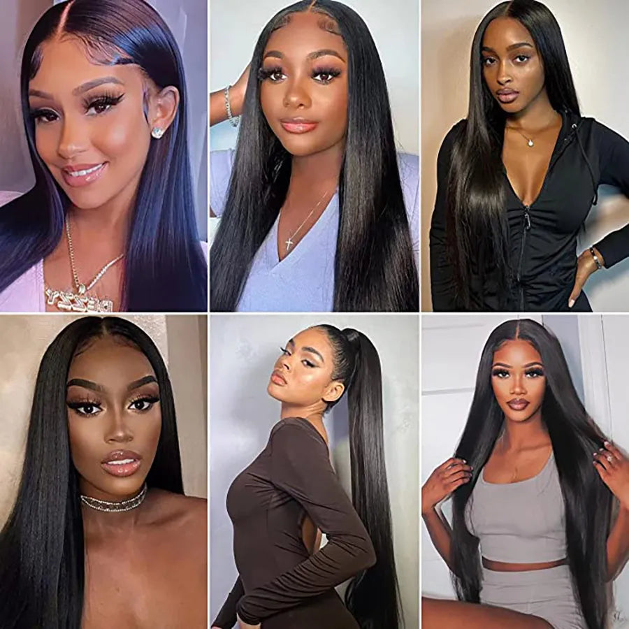 13x6 Straight Lace Frontal Human Hair Wigs Brazilian Bone Straight 30 34 inch 13x4 Glueless Wig Transparent Lace Frontal Wig