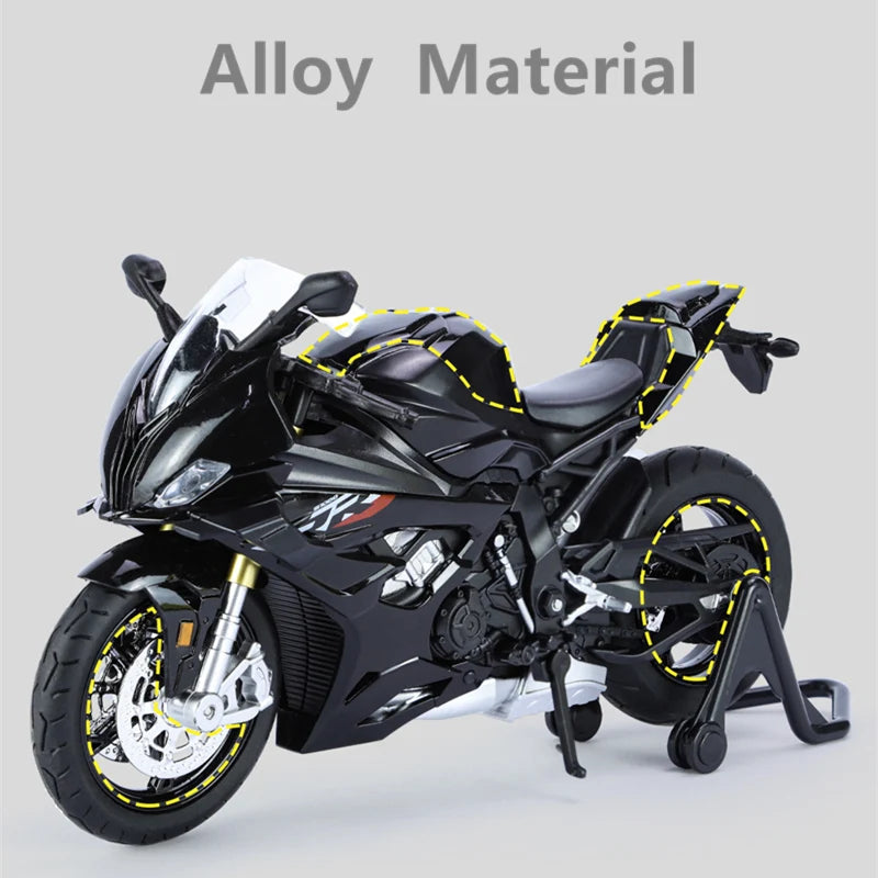 1:12 S1000RR M Version Racing Motorcycle Model Diecast Alloy Metal Cross-country Motorcycle Model Sound Light Childrens Toy Gift