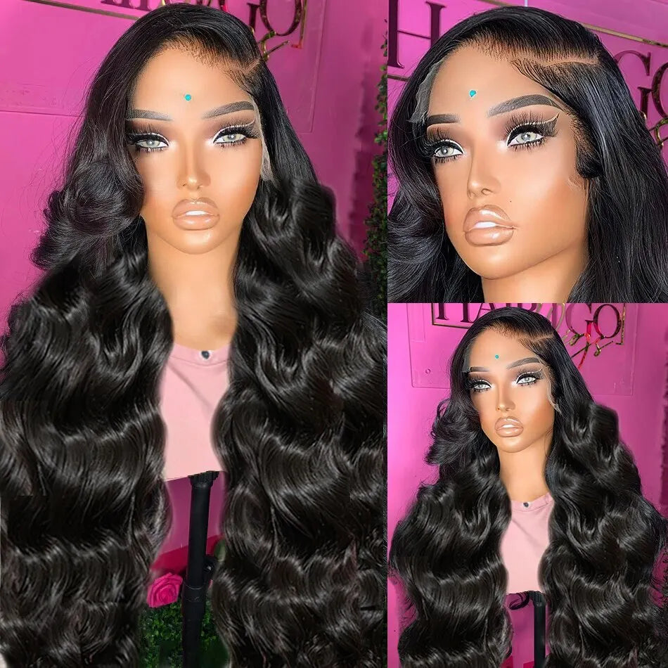 13x4 13x6 Body Wave Transparent Lace Front Wigs Brazilian Human Hair Cheap Hair No Glue 4x4 Lace Closure Wig 180% Density