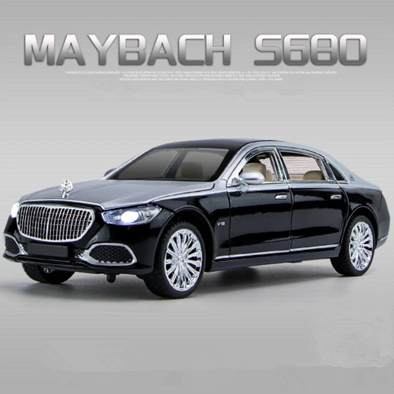 1:22 Maybach S680 Alloy Metal Luxy Car Model Diecasts Metal Toy Vehicles Car Model High Simulation Sound and Light Kids Toy Gift Black - IHavePaws