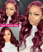 Burgundy 13X4 Lace Front Human Hair Wigs Transparent Lace Body Wave Lace Frontal Wig For Women 4X4 Closure Wig Remy Wig MYLOCKME