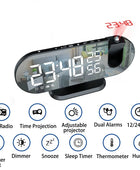 LED Digital Projection Alarm Clock Electronic Alarm Clock with Projection FM Radio (B) White on Black - IHavePaws