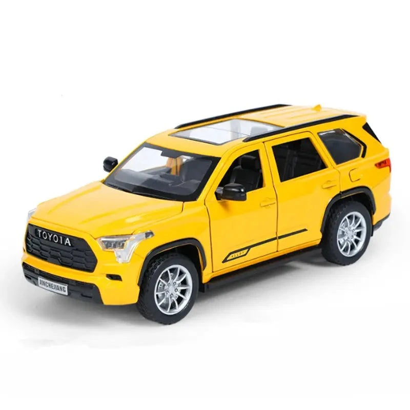 1/24 Sequoia SUV Alloy Car Model Diecasts & Toy Metal Off-Road Vehicles Car Model High Simulation Sound and Light Childrens Gift Yellow - IHavePaws