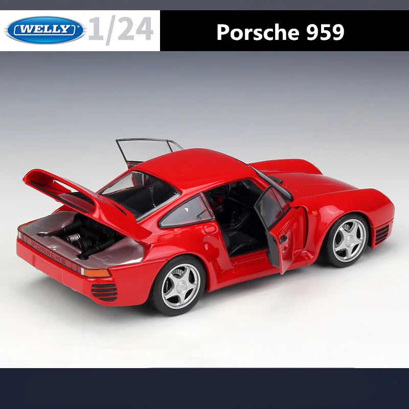 WELLY 1:24 Porsche 959 Alloy Classic Sports Car Model Diecast Metal Toy Vehicles Car Model Simulation Collection Childrens Gifts