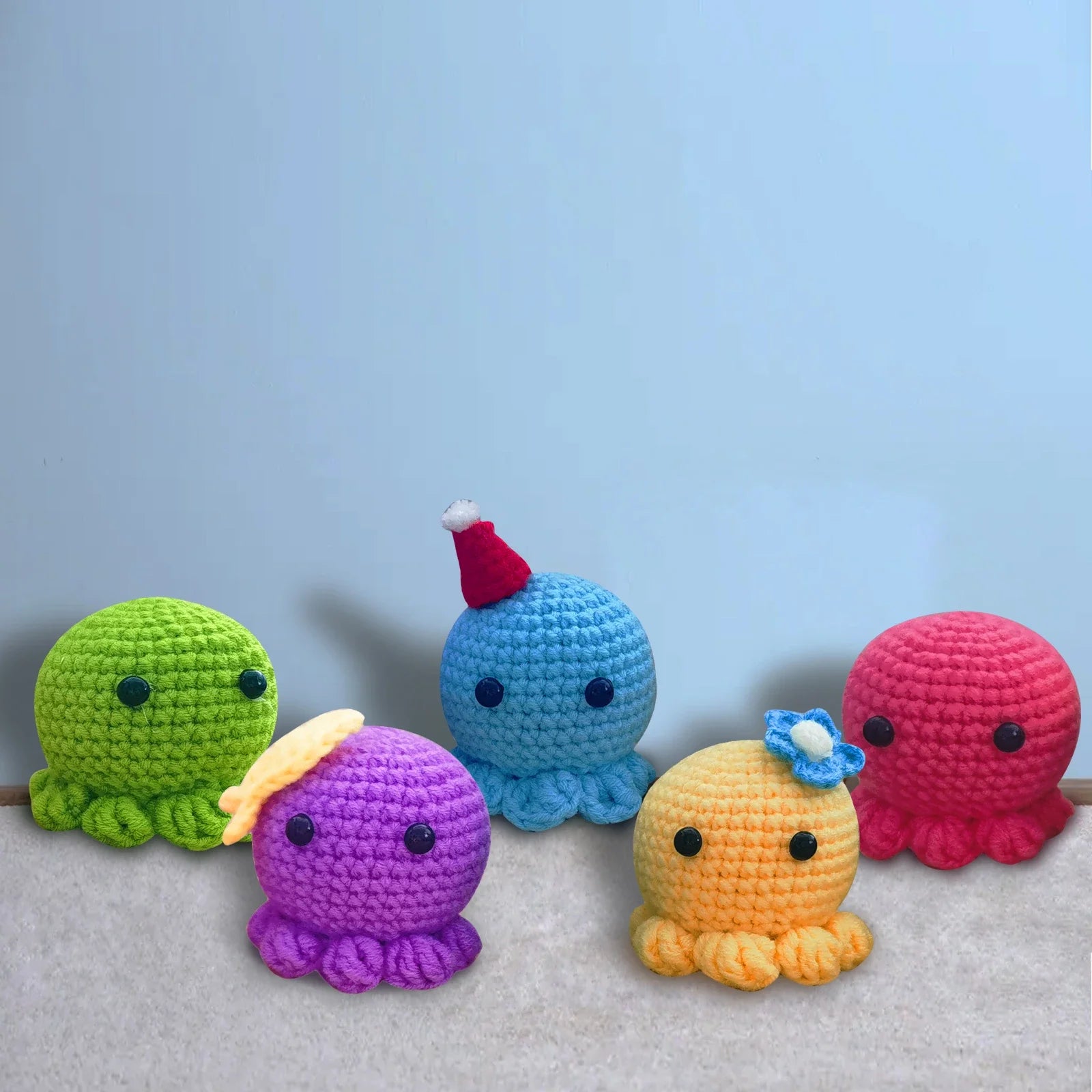 Crochet Kit for Beginners Small Octopus Crochet Knitting Kit Adorable Animal Crochet Starter Pack with 5 Colors Thread Stuffing - IHavePaws