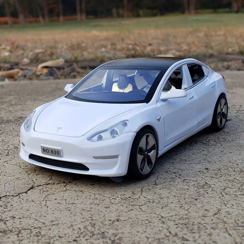 1:32 Tesla Model S 3 Alloy Car Model Simulation Diecasts Metal Toy Car Vehicles Model Collection Sound and Light Childrens Gifts Model 3 White - IHavePaws