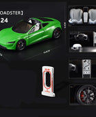 1:24 Tesla Model 3 Model Y Model X Roadster Alloy Car Model Diecast Metal Toy Vehicles Car Model Simulation Sound and Light Roadster green - IHavePaws