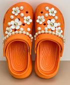 Shoe Charms for Crocs DIY Garden Shoe Floral Pearl Chain Decoration Buckle for Croc Hole Shoe Charm Set Accessories B - IHavePaws