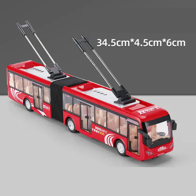 Electric Tourist Toy Traffic Trackless Bus Alloy Passenger Car Model Metal Double Section City Bus Model Sound Light Kids Gifts Red - IHavePaws