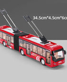 Electric Tourist Toy Traffic Trackless Bus Alloy Passenger Car Model Metal Double Section City Bus Model Sound Light Kids Gifts Red - IHavePaws