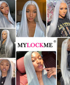 Silver Gray Lace Front Human Hair Wigs Transparent 13x4 Lace Straight Lace Frontal Wig For Wome Remy Wig MYLOCKME