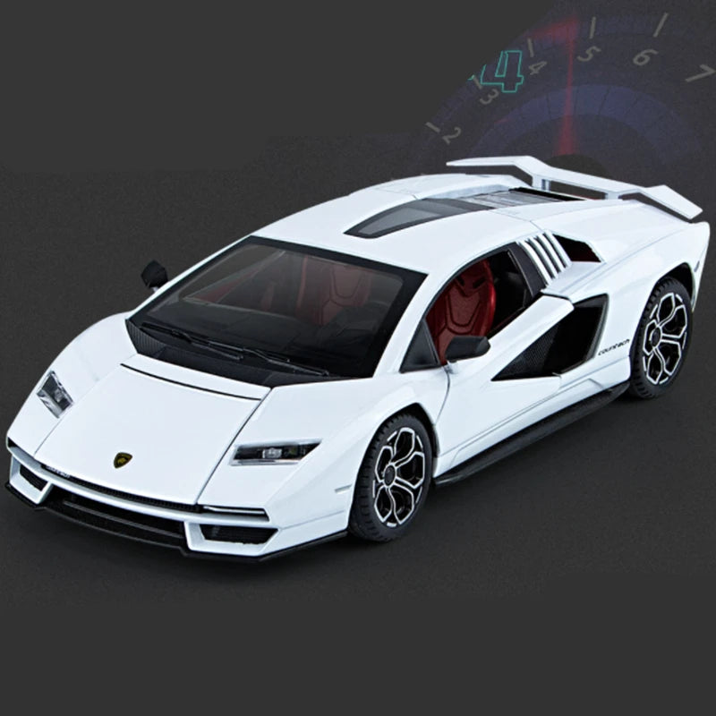 1:24 Countach LPI800-4 Alloy Sports Car Model Diecasts & Toy Vehicles Metal Race Car Model Simulation Sound and Light Kids Gifts White - IHavePaws