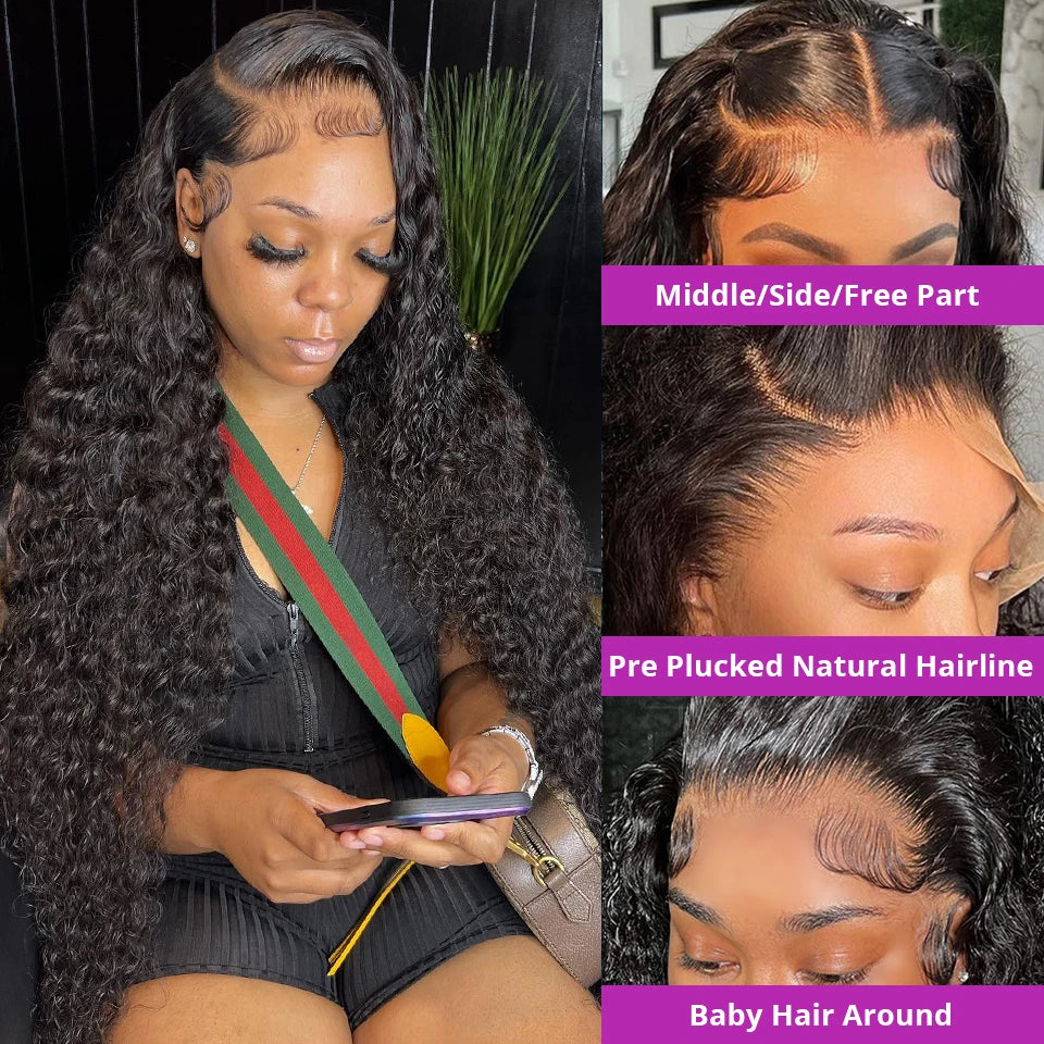 13x6 Deep Wave 30 32Inch Lace Frontal Wig Human Hair 13x4 Pre Plucked Lace Wigs For Women Brazilian Lace Front Wig