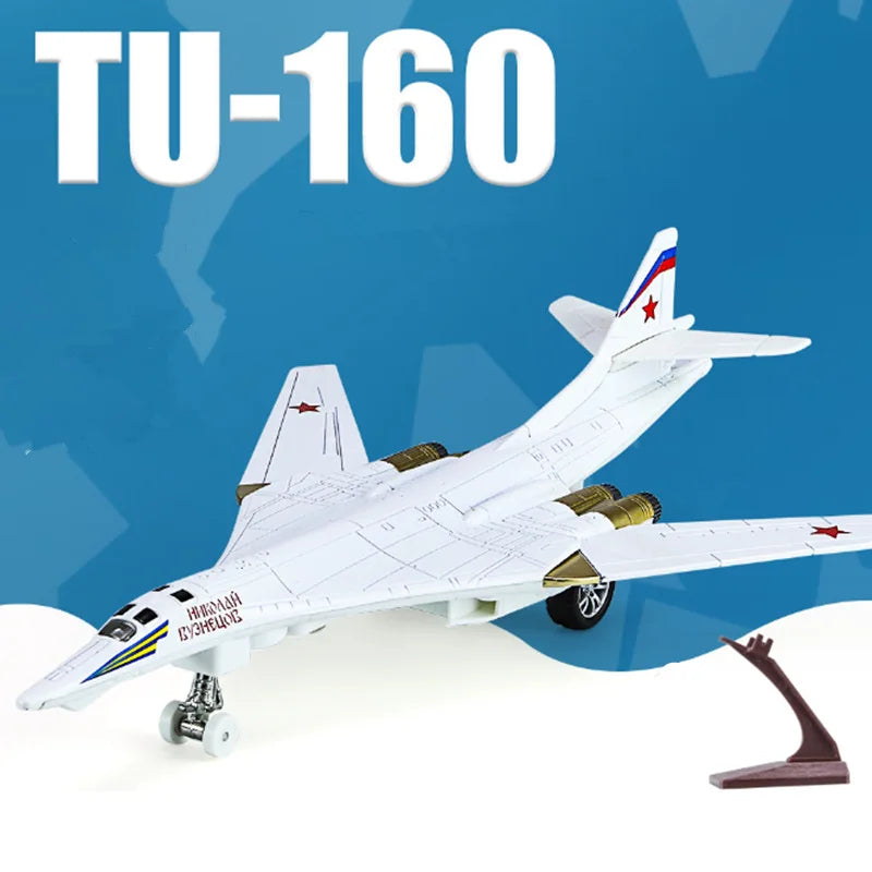 Alloy Tu-160 Strategic Bomber Stealth Fighter Aircraft Airplane Model Metal White Swan Battle Plane Model Sound Light Kids Gifts White foam box - IHavePaws
