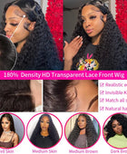 Deep Wave 13x6/13x4 HD Transparent Lace Front Human Hair Wigs  Brazilian Curly Human Hair Wig  4*4 HD Lace Closure Wigs