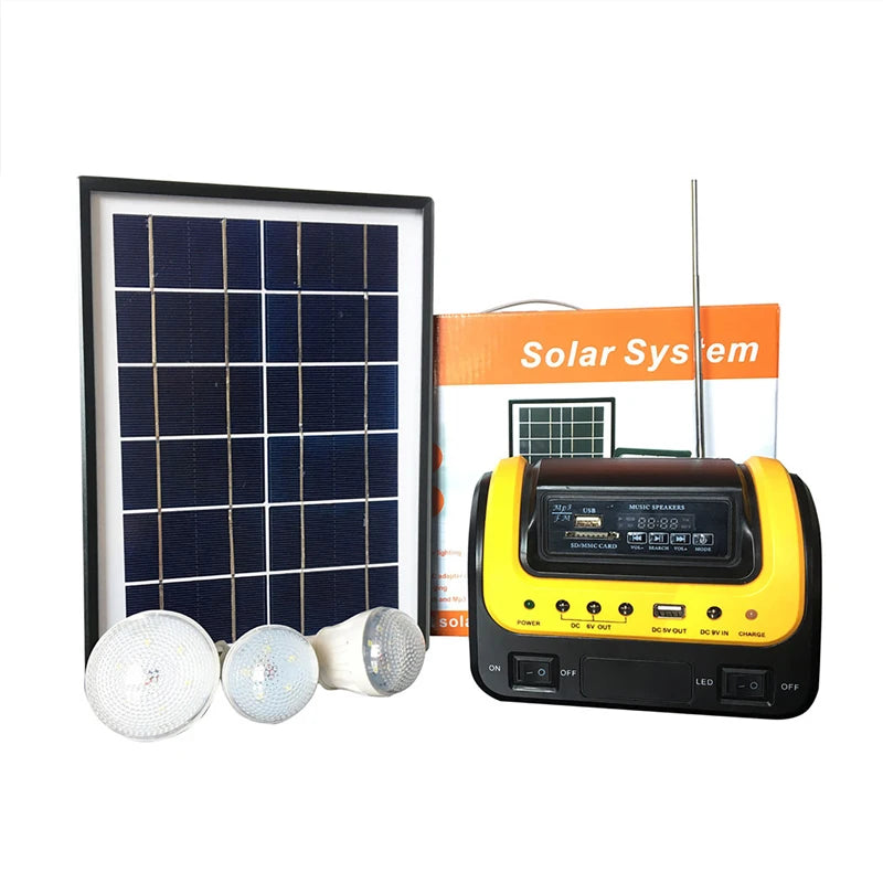 Solar Energy Systems with Solar Panels Bluetooth Solar Power Station with Led Flashlight Solar Powered For Home Use Camping yellow EU Plug - IHavePaws