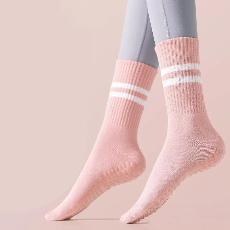 2024 Yoga Non-slip socks Silicone Indoor Women Professional Fitness Socks gym Floor Dance Pilates Mid-tube Bottom Sports Socks pink / EU35-40 - IHavePaws