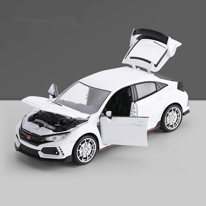 1:24 HONDA CIVIC TYPE-R Alloy Car Model Diecast Toy Metal Sports Car Vehicles Model Sound and Light Collection Children Toy Gift White - IHavePaws