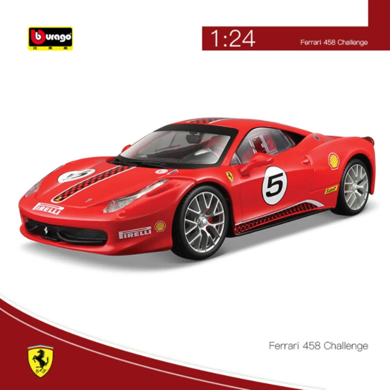 Bburago 1:24 Ferrari 458 Challenge Alloy Sports Car Model Diecasts Metal Toy Racing Car Vehicles Model Simulation Childrens Gift Red - IHavePaws