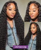 200 Density Water Deep Wave HD 30 32 Inch 13x4 Lace Front Human Hair 13x6 Lace Frontal Wig Transparent Brazilian Remy Hair Woman