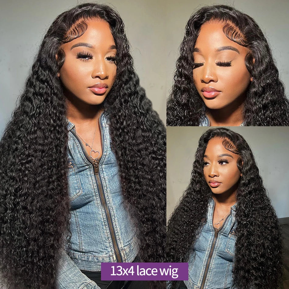 Deep Wave Curly Lace Front Wigs Brazilian Loose Water Wave 13x4 13x6 HD Lace Frontal Wig Preplucked Glueless Wig For Women